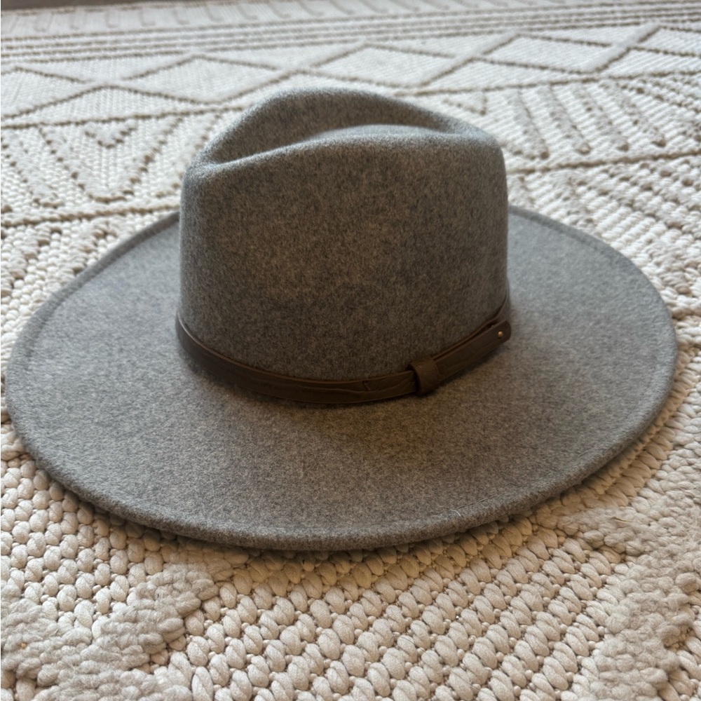 NEW! Express Gray Wool Felt Fedora with Brown Band, Hippie Boho